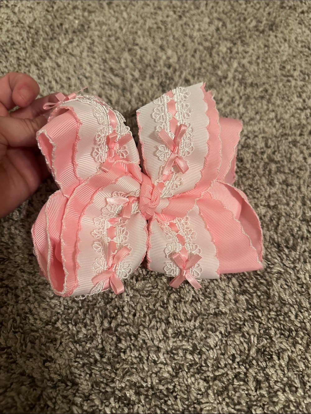 Pink Lace Bow large